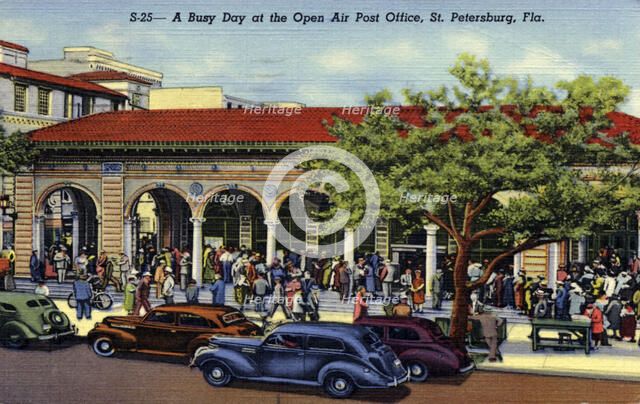 'A Busy Day at the Open Air Post Office, St Petersburg, Florida', USA, 1940. Artist: Unknown