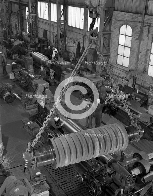 A busy foundry shop floor with lathes, Wombwell, near Barnsley, South Yorkshire, 1963. Artist: Michael Walters