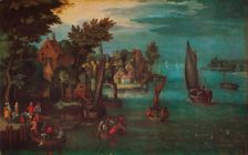 A Busy River Scene with Dutch Vessels and a Ferry c1605. Artist: Jan Bruegel The Elder