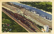 A busy time along the docks at Port Houston, Houston, Texas USA, 1947