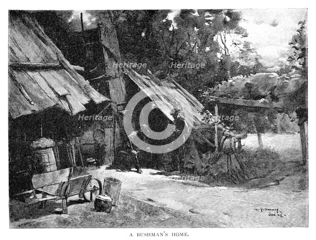 A Bushman's Home, Australia, 1886.Artist: William Thomas Smedley