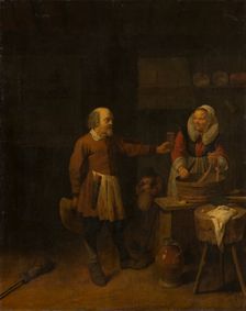 A Butcher Offering a Woman a Glass of Beer, 1639. Creator: David Ryckaert III