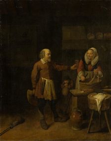 A Butcher Offering a Woman a Glass of Beer, 1639. Creator: David Ryckaert III
