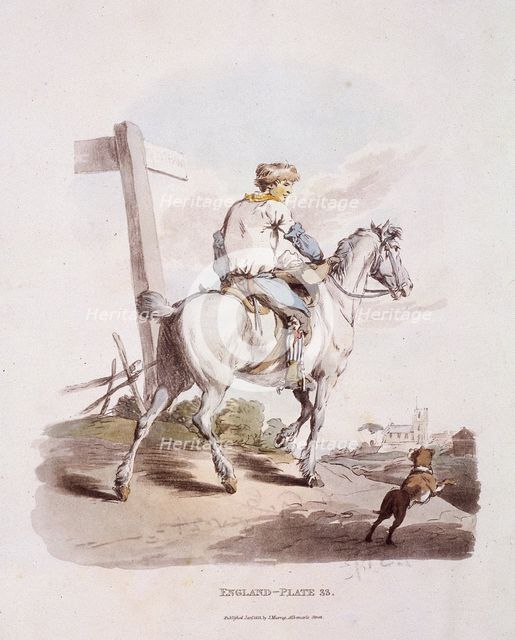 A butcher's boy riding a horse, Provincial Characters, 1813. Artist: Anon