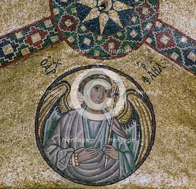 A byzantine mosaic of the Archangel Raphael, 11th century. Artist: Unknown