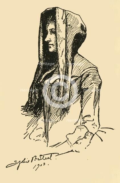 'A Camlet Hood; taken from an Orginal Garment, c1702', 1903, (1937). Creator: Sophie B Steel.