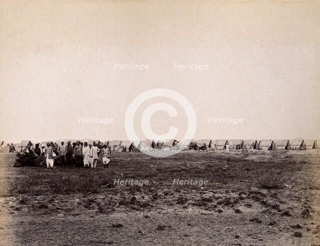 A camp of wigwams, during the outbreak of bubonic plague in Karachi, India, 1897. Creator: Unknown.