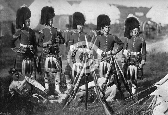 A camp guard of the Seaforth Highlanders at the New Forest manoeuvres, Hampshire, 1896.Artist: Gregory & Co