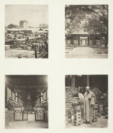 A Canton Pawn Shop; Honam Temple, Canton; Temple of Five Hundred Gods, Canton..., c. 1868. Creator: John Thomson