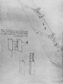 A Canal with Locks and Weirs c1480 (1945). Artist: Leonardo da Vinci