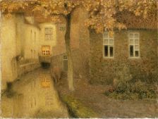A Canal in Bruges at Dusk, c1898. Artist: Henri Eugene Le Sidaner