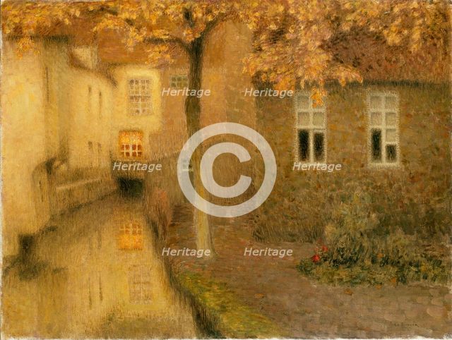 A Canal in Bruges at Dusk, c1898. Artist: Henri Eugene Le Sidaner.