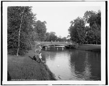A Canal on Belle Isle, Detroit, between 1890 and 1901. Creator: Unknown
