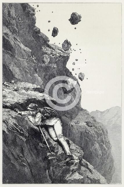A Cannonade on the Matterhorn, from Scrambles amongst the Alps in the years 1860 - 69, pub. 1871 Creator: James Mahoney (1816 - 1879).