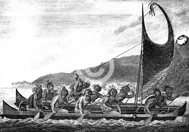 'A Canoe of the Sandwich Islands', late 18th century.Artist: Page