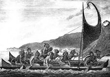 A Canoe of the Sandwich Islands late 18th century.Artist: Page