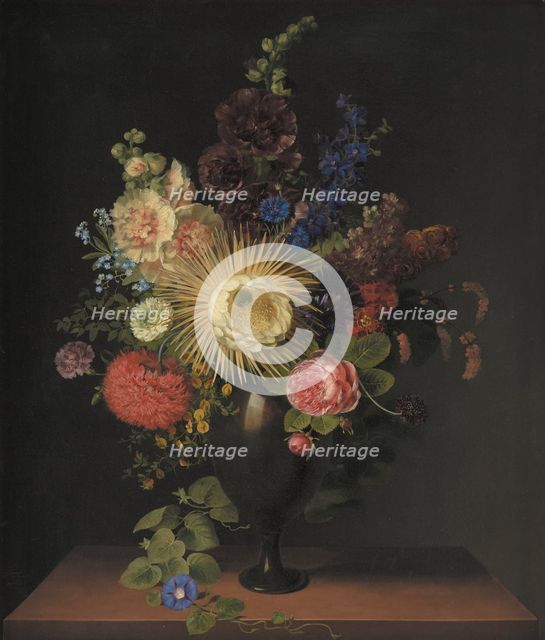 A Cactus Grandiflora and Other Flowers in a Porphyry Vase, 1780-1835. Creator: Claudius Ditlev Fritzsch.