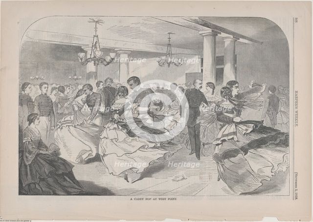 A Cadet Hop at West Point (Harper's Weekly, Vol. III), September 3, 1859. Creator: Unknown.