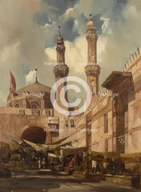 A Cairo Bazaar, 1839. Creator: Adrien Dauzats.