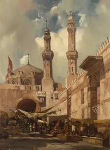 A Cairo Bazaar, 1839. Creator: Adrien Dauzats