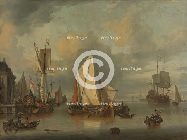 A Calm (Ships in the Harbor by Calm Weather), 1675-1719. Creator: Jan Claesz Rietschoof.