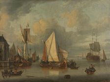 A Calm (Ships in the Harbor by Calm Weather), 1675-1719. Creator: Jan Claesz Rietschoof