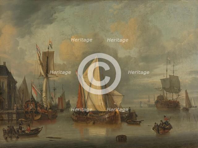 A Calm (Ships in the Harbor by Calm Weather), 1675-1719. Creator: Jan Claesz Rietschoof.
