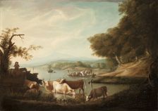 A Calm Watering Place--Extensive and Boundless Scene with Cattle, 1816. Creator: Alvan Fisher (American, 1792-1863)