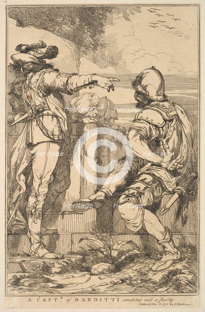 A Captain of Banditti Sending Out a Party (from Fifteen Etchings Dedicated to ..., December 8, 1778. Creator: John Hamilton Mortimer.