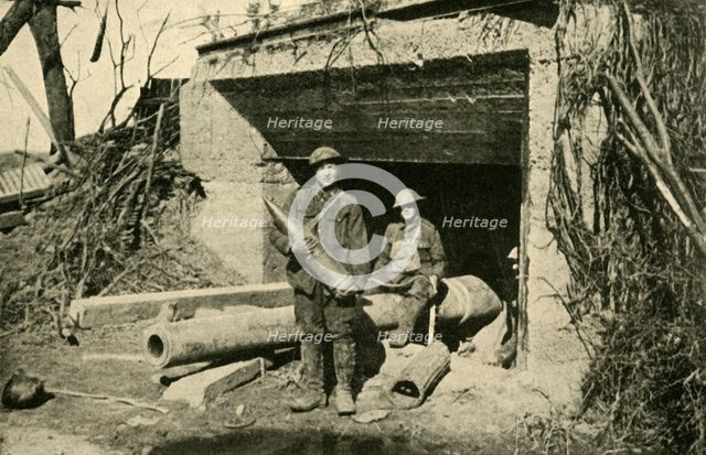 '....a captured 8-inch naval gun in its concrete emplacement', First World War, c1917, (c1920). Creator: Unknown.