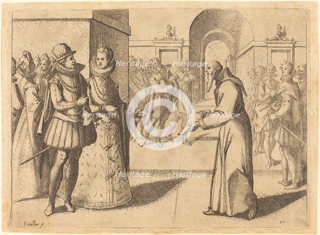 A Capucin bringing thanks of the King of Bavaria, 1612. Creator: Jacques Callot.