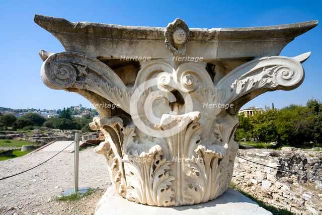A capital in the Greek Agora of Athens, Greece. Creator: Samuel Magal.