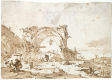 A Capriccio with a Ruined Gothic Arch, 1770/89. Creator: Francesco Guardi