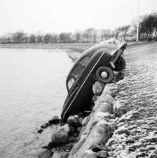 A car accident, Landskrona, Sweden, 1959. Creator: Unknown