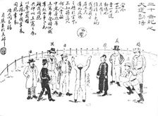 A cartoon: "into whose hands will the Chinese ball fall?", 1909. Creator: Unknown