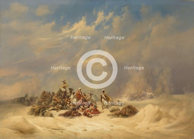 A Caravan overtaken by a Storm in the Desert, 1855. Creator: Niels Simonsen.