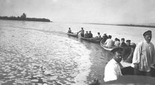 A caravan of boats from a survey party on the Zeya River during a flood, 1909. Creator: Vladimir Ivanovich Fedorov