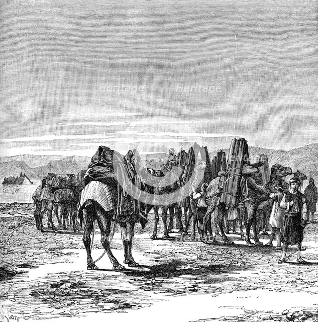 A caravan on the banks of the Euphrates, 1895. Artist: Unknown