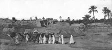 'A Caravan approaching an old Fort in Biskra 1890. Creator: Unknown
