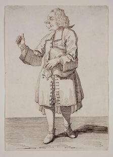A Caricature of a Man Holding His Hat Under His Left Arm, between 1674 and 1755. Creator: Pier Leone Ghezzi