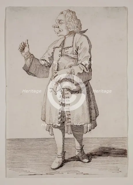 A Caricature of a Man Holding His Hat Under His Left Arm, between 1674 and 1755. Creator: Pier Leone Ghezzi.