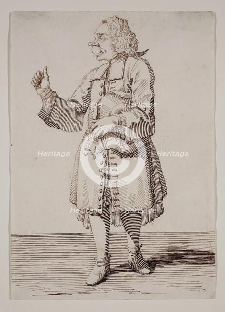 A Caricature of a Man Holding His Hat Under His Left Arm, between 1674 and 1755. Creator: Pier Leone Ghezzi.