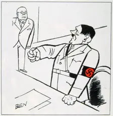 A caricature of Adolf Hitler, 1936. Artist: Ben