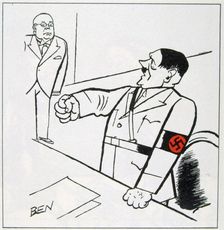 A caricature of Adolf Hitler, 1936. Artist: Ben