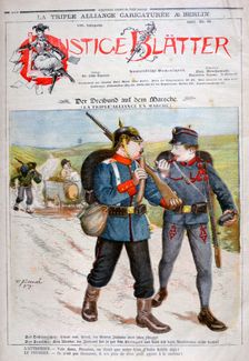 A caricature of the Triple Alliance in Lustige Blatter magazine, 1893. Artist: Henri Meyer