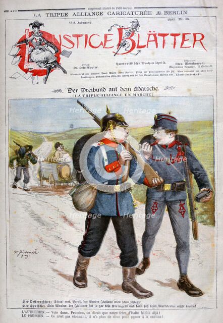 A caricature of the Triple Alliance in 'Lustige Blatter' magazine, 1893. Artist: Henri Meyer