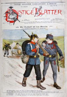 A caricature of the Triple Alliance in Lustige Blatter magazine, 1893. Artist: Henri Meyer