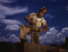 A carpenter at the TVA's new Douglas dam on the French Broad River, Tenn., 1942. Creator: Alfred T Palmer
