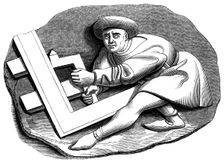 A carpenter's apprentice working at a trial piece, 15th century (1849)