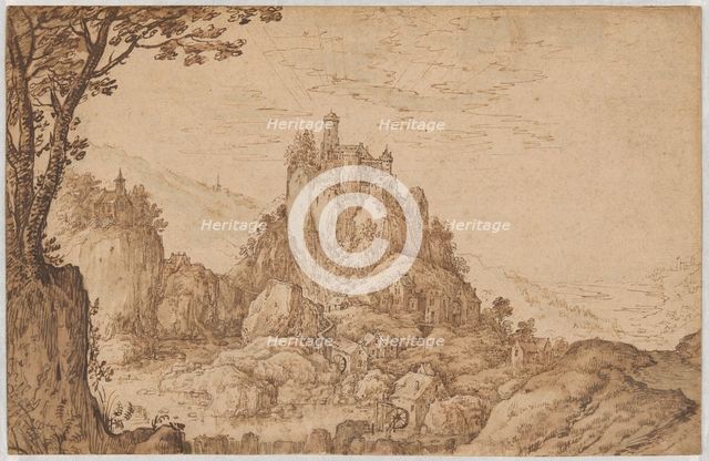 A Castle on a Crag in a Mountainous Landscape, late 1590s. Creator: Joos de Momper, the younger.